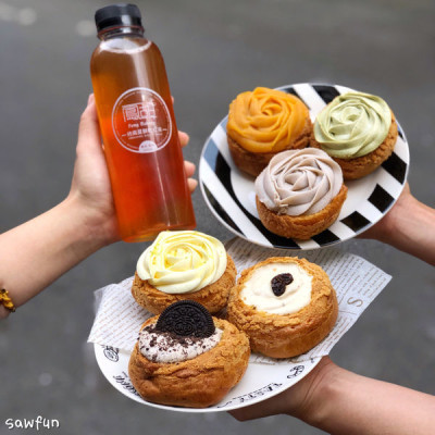 【新北美食】鳳甜烘培 feng bakery 板橋甜點 超多口味的酥脆泡芙 手掌大小超滿足 冰淇淋泡芙 生乳泡芙