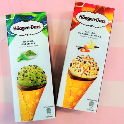 【冰品】哈根達斯Häagen-Dazs x 香草焦糖脆皮甜筒&抹茶脆皮甜筒